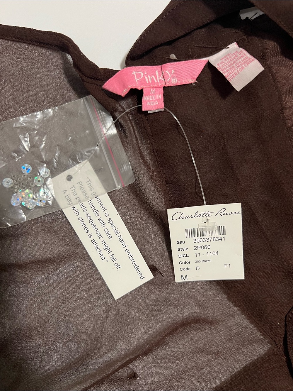 NWT Y2K Fairycore Brown Beaded Halter Top - Picture 3 of 3
